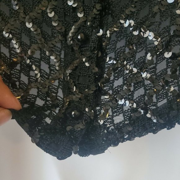 Koret of California True Vintage Knit crew neck black vest with sequins Small - Picture 6 of 8